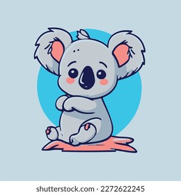 Cute koala sitting cartoon vector icon illustration