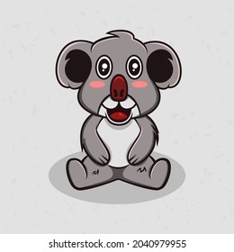 Cute koala sitting pose Vector Illustration. Koala Mascot Cartoon Character. Kawaii style. 