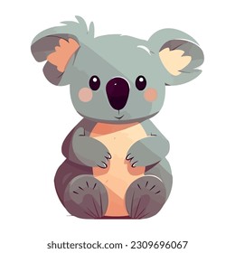 Cute koala sitzend, lächelnd mit feinem Fell einzeln einzeln