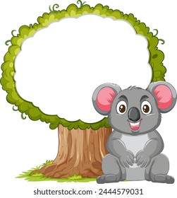 Cute koala sitting under a tree with empty space