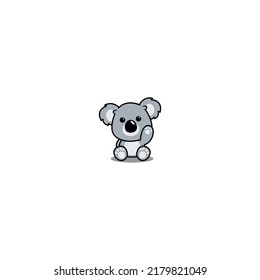 Cute koala sitting and waving paw cartoon, vector illustration
