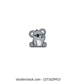 Cute koala sitting and winking eye cartoon icon, vector illustration