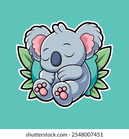 Ilustração de desenho animado bonito Koala Sleeping