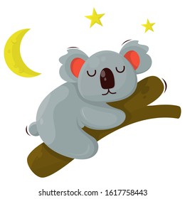 CUTE KOALA SLEEPING CARTOON VECTOR