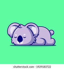 Cute Koala Sleeping Cartoon Vector Icon Illustration. Animal Nature Icon Concept Isolated Premium Vector. Flat Cartoon Style