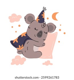 cute koala sleeping cute koala childrens poster banner postcard