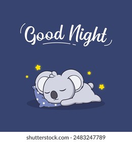 Lindo Koala durmiendo en la noche, buenas noches