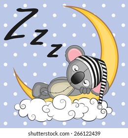 Cute Koala is sleeping on the moon 