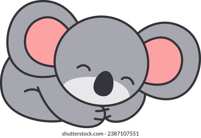 Cute koala sleeping on white background. Vector illustration in cartoon style.