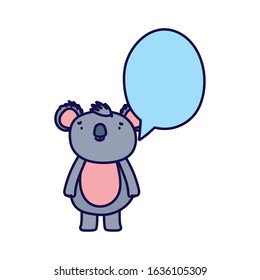 cute koala speech bubble cartoon on white background vector illustration