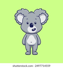 Cute Koala Standing Cartoon Vector Icon Illustration. Animal Nature. Flat Cartoon Concept.