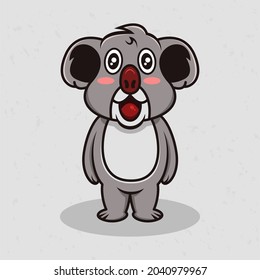 Cute koala standing pose Vector Illustration. Koala Mascot Cartoon Character. Kawaii style. 