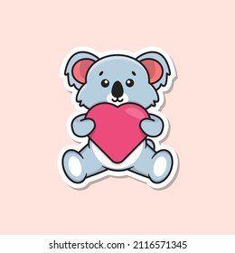 Cute Koala Sticker with Heart