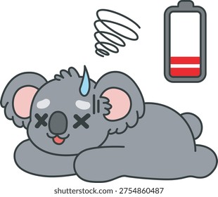 Cute Koala sticker icon. Funny Koala was so tired