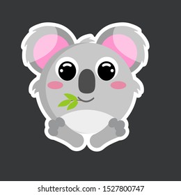 cute koala sticker template in flat vector style 