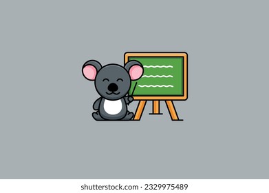 cute koala teaching logo vector design template