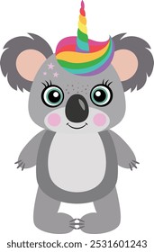 Cute koala with unicorn horn
