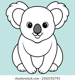 Cute koala. Koala Vector Art Illustration. Wolf, Bear, Deer, Monkey, Giraffe, Lion, Rhinoceros, Elephant, Tiger, Koala, Panda, Frog. Koala Line Art. Koalas Bear.