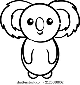 Cute koala Vector illustration. Baby koala bear cartoon character.