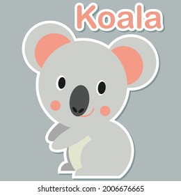 Cute Koala vector illustration ready to print for kids learning animal and alphabet. Koala mascot character in modern style. Koala flash card, pop art chic patches, pins, badges, and stickers.