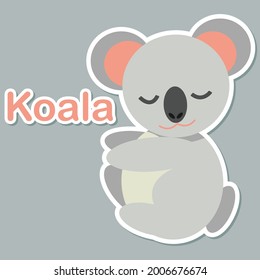 Cute Koala vector illustration ready to print for kids learning animal and alphabet. Koala mascot character in modern style. Koala flash card, pop art chic patches, pins, badges, and stickers.