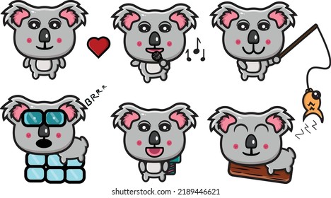 cute koala vector set of bundles