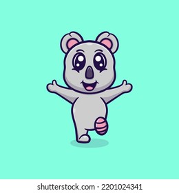 cute koala walking vector icon illustration