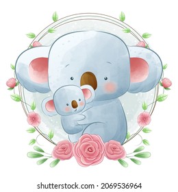 cute koala watercolor, for cover book, print, baby shower, nursery decorations, birthday invitations, poster, greeting card