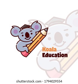 CUTE KOALA WETTER GRADUATION HAT UND HUG EIN PENCIL CARTOON LOGO