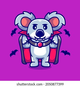 cute koala wearing vampire halloween costume, suitable for cute animal halloween t-shirts or mascot designs