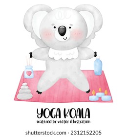 Cute koala, Yoga, Yoga bear, Yoga Animal, Cute yoga, Koala, watercolor