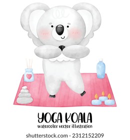 Cute koala, Yoga, Yoga bear, Yoga Animal, Cute yoga, Koala, watercolor