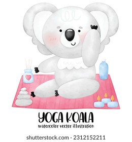 Cute koala, Yoga, Yoga bear, Yoga Animal, Cute yoga, Koala, watercolor