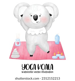 Cute koala, Yoga, Yoga bear, Yoga Animal, Cute yoga, Koala, watercolor