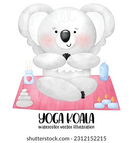 Cute koala, Yoga, Yoga bear, Yoga Animal, Cute yoga, Koala, watercolor