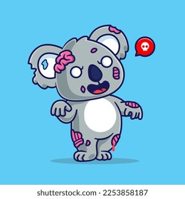 Ilustración del icono del vector de dibujos animados de Koala Zombie. El Vector Premium Aislado es el concepto de icono de Halloween animal. Estilo de dibujo plano
