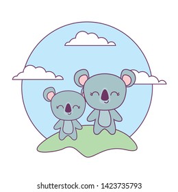 cute koalas animals in landscape