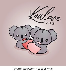 Cute Koalas Love Hearts Stock Vector (Royalty Free) 1913187496 ...