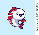 Cute Koi Fish Cartoon Vector Icon Illustration. Animal Nature Icon Concept Isolated Premium Vector. Flat Cartoon Style