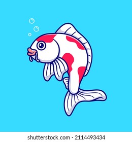 Cute Koi Fish Cartoon Vector Icon Illustration. Animal Nature Icon Concept Isolated Premium Vector. Flat Cartoon Style