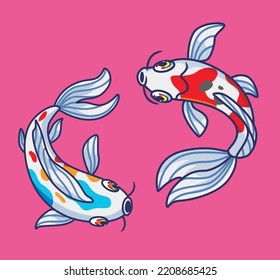 bonito pez koi. ilustración de animales de dibujos animados aislados. Vector de logotipo Premium de diseño de icono de etiqueta plana. Carácter mascota