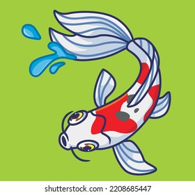 bonito pez koi. ilustración de animales de dibujos animados aislados. Vector de logotipo Premium de diseño de icono de etiqueta plana. Carácter mascota