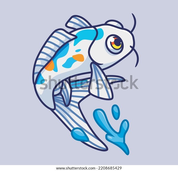 Cute Koi Fish Jumping Isolated Cartoon Stock Vector (Royalty Free