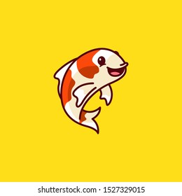 Cute Koi Fish Logo Cartoon