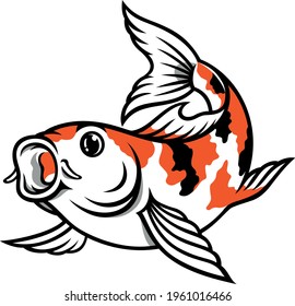 Cute Koi Fish with Orange and Black Opening Its Mouth as O Shaped