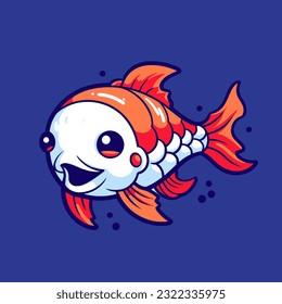 Cute Koi Fish in the Style of Playful Charaacter Design in Vector
