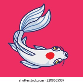 bonito pez koi de arriba. ilustración de animales de dibujos animados aislados. Vector de logotipo Premium de diseño de icono de etiqueta plana. Carácter mascota