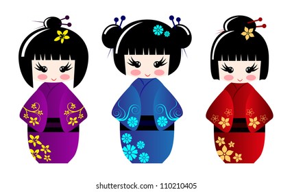 Cute kokeshi dolls