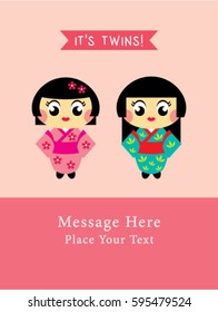 cute kokeshi twins girl