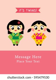 cute kokeshi twins girl